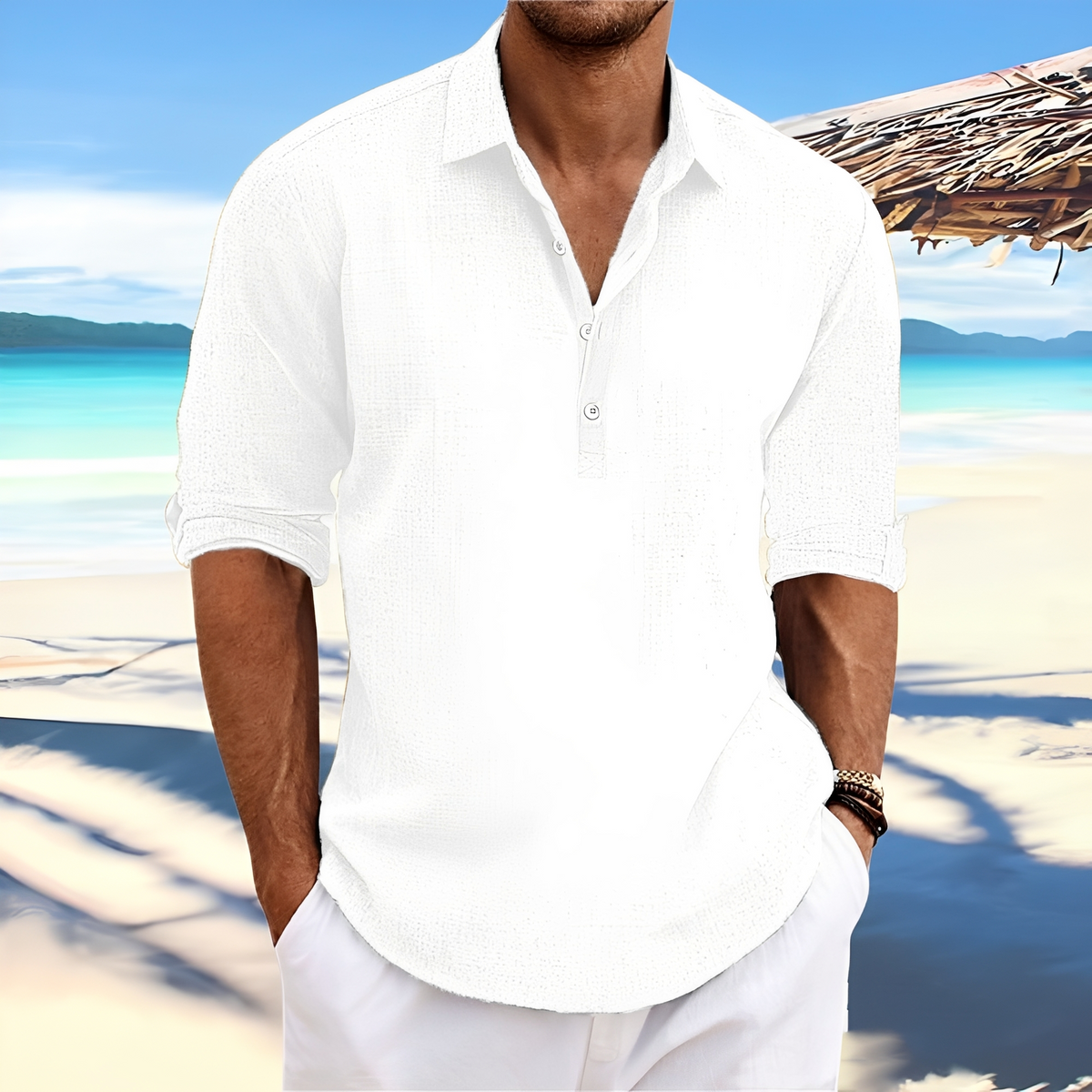 Ricky – Camisa de manga larga para hombre – para días acogedores y cálidos