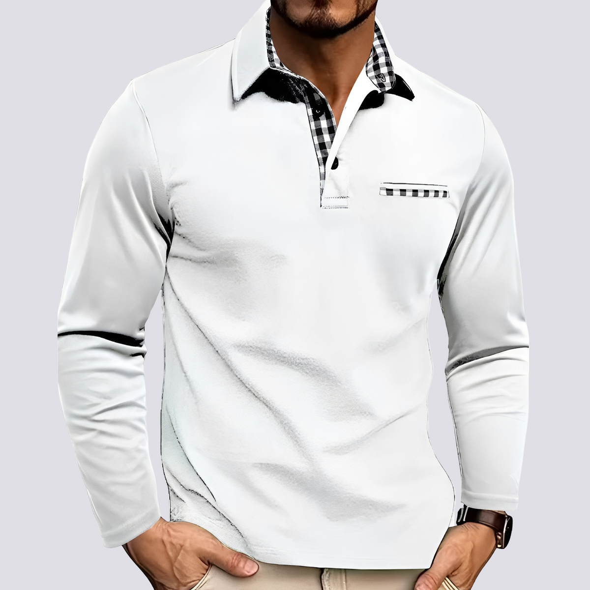 Mark – Polo para hombre – Camisa de manga larga casual