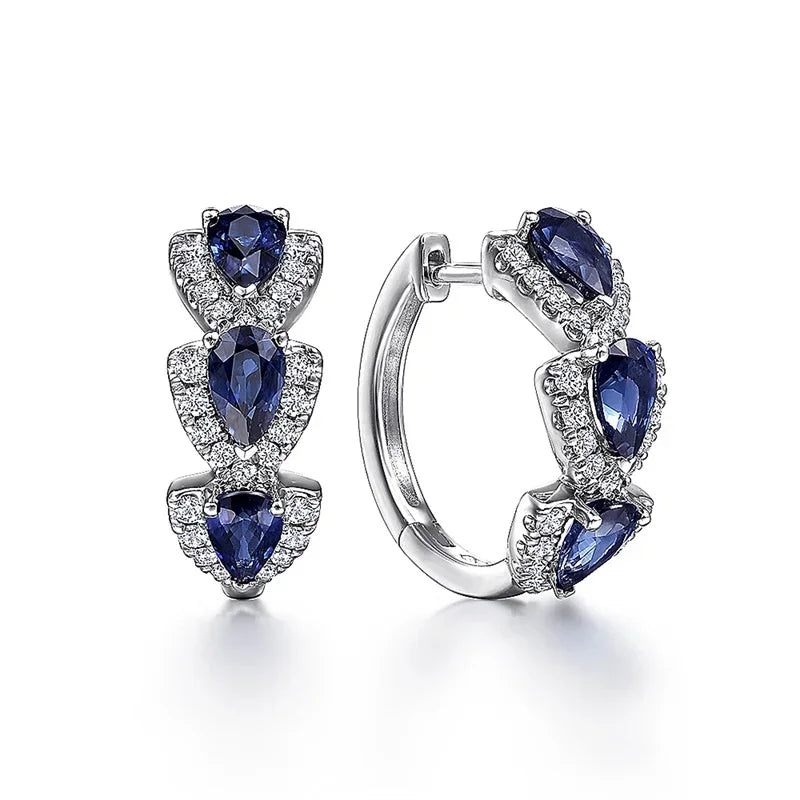 Ellie – Pendientes Elegantes de Zafiro Azul Rey