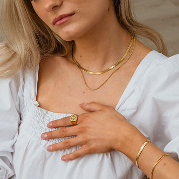 Tiana – Cadena trenzada & cadena de serpiente plana bañada en oro de 18K