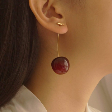 Pendientes de cereza oscura - Pendientes largos con forma de gota