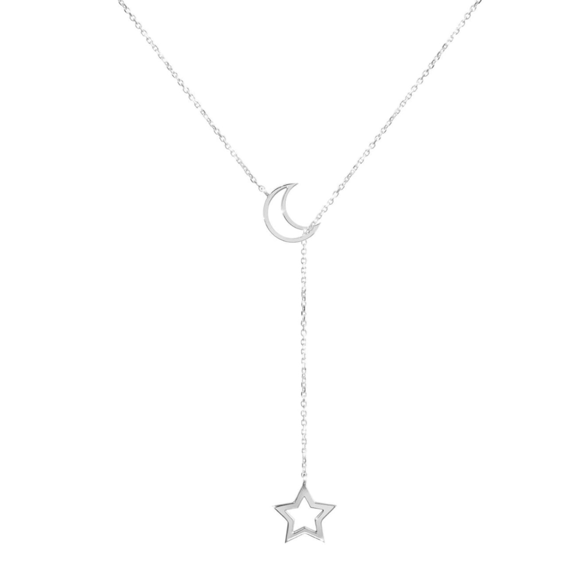 Collar estilo Lariat de luna y estrella