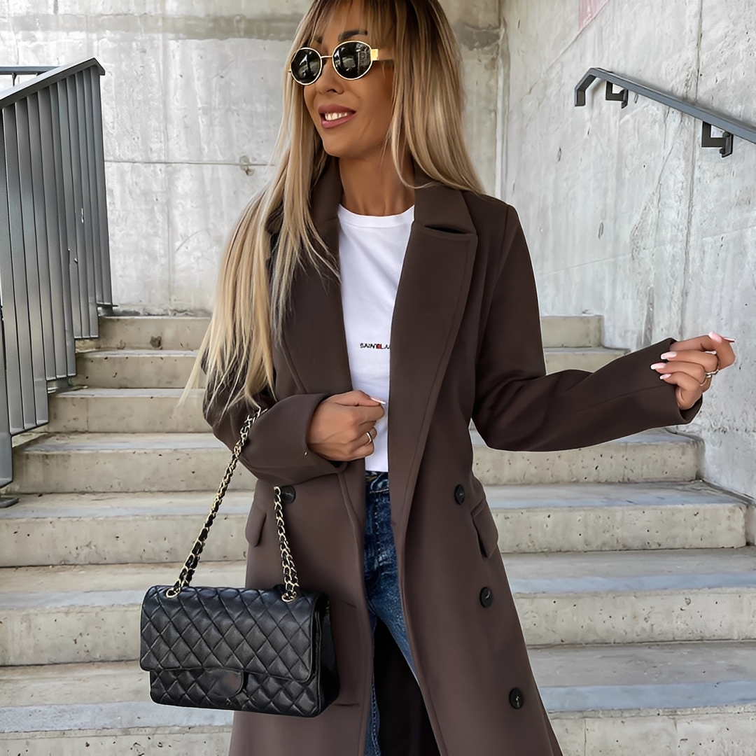 Lydie - Trench-coat clásico con mangas largas para mujeres
