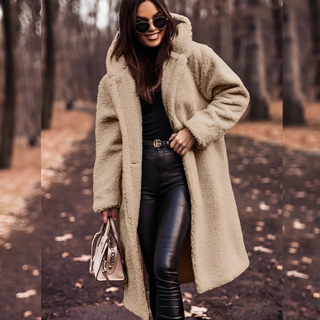 Lucette - Abrigo de invierno con capucha de piel sintética para mujeres