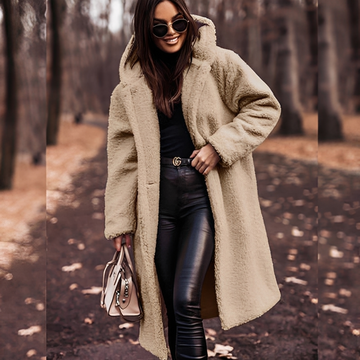 Lucette - Abrigo de invierno con capucha de piel sintética para mujeres