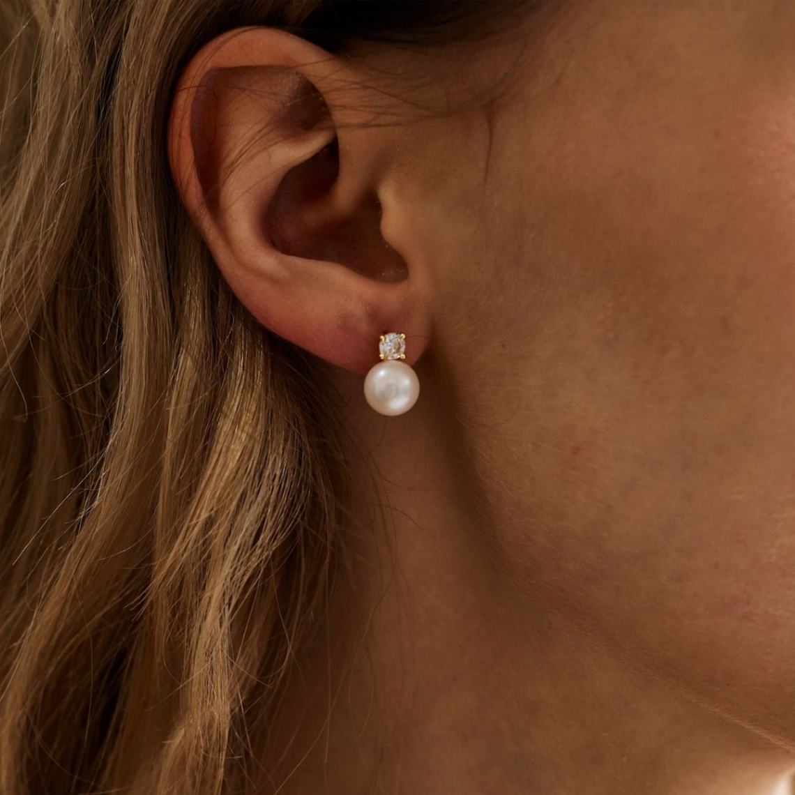 Pendientes de perlas - Pendientes finos de CZ