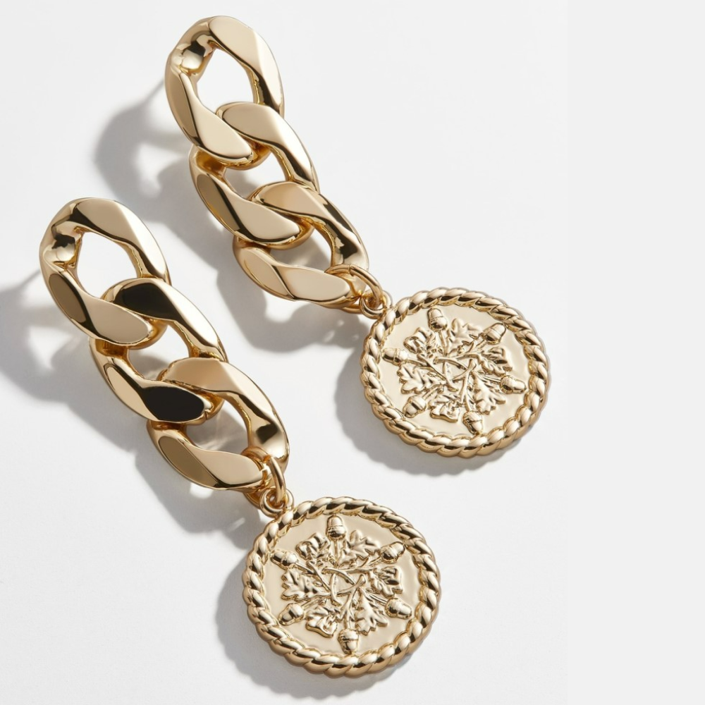 Pendientes de cadena con monedas - Pendientes dorados