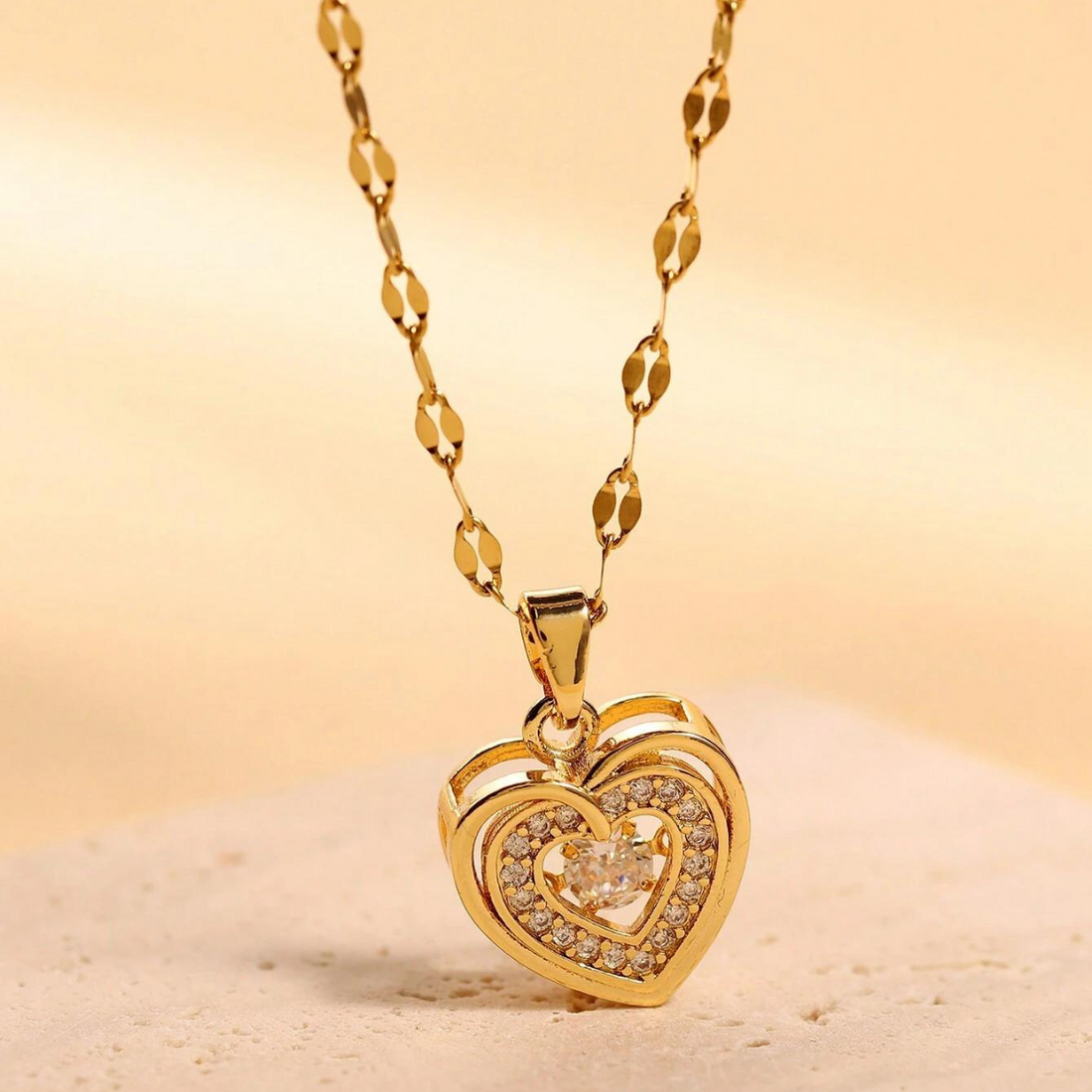 Colgante Corazón de Amor - Collar de Dos Capas