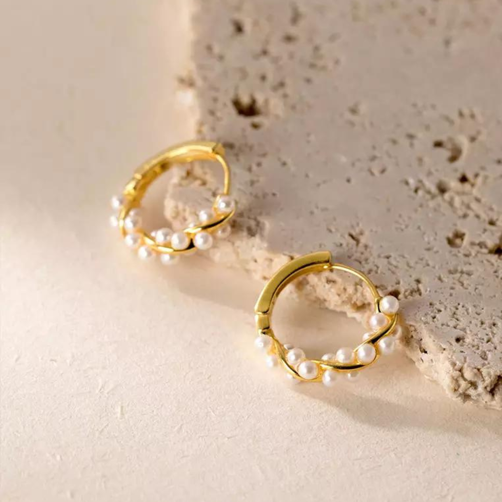Pendientes de perlas sintéticas - Pendientes elegantes de perlas