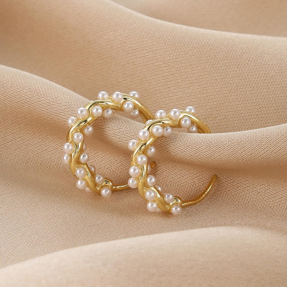 Pendientes de perlas sintéticas - Pendientes elegantes de perlas