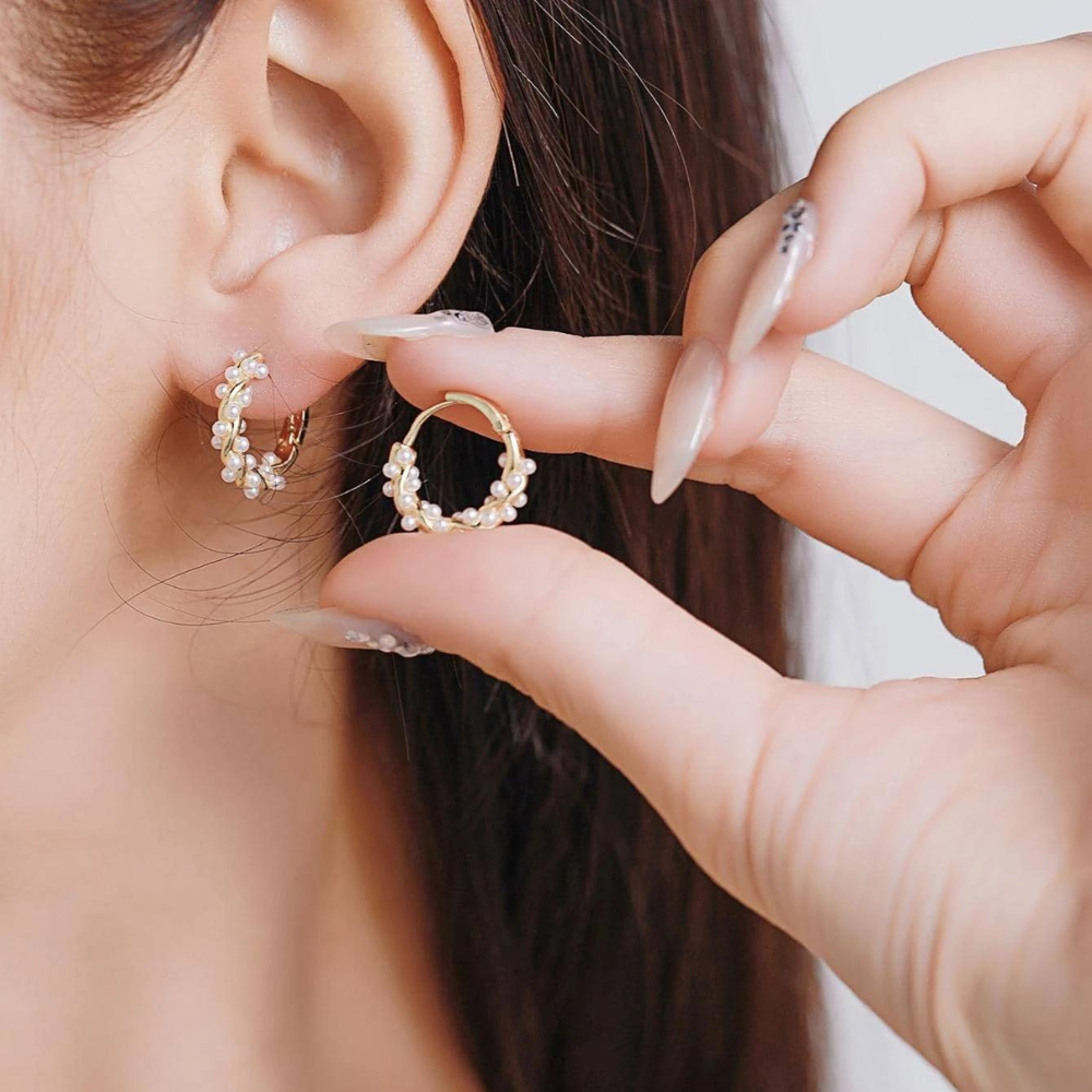 Pendientes de perlas sintéticas - Pendientes elegantes de perlas