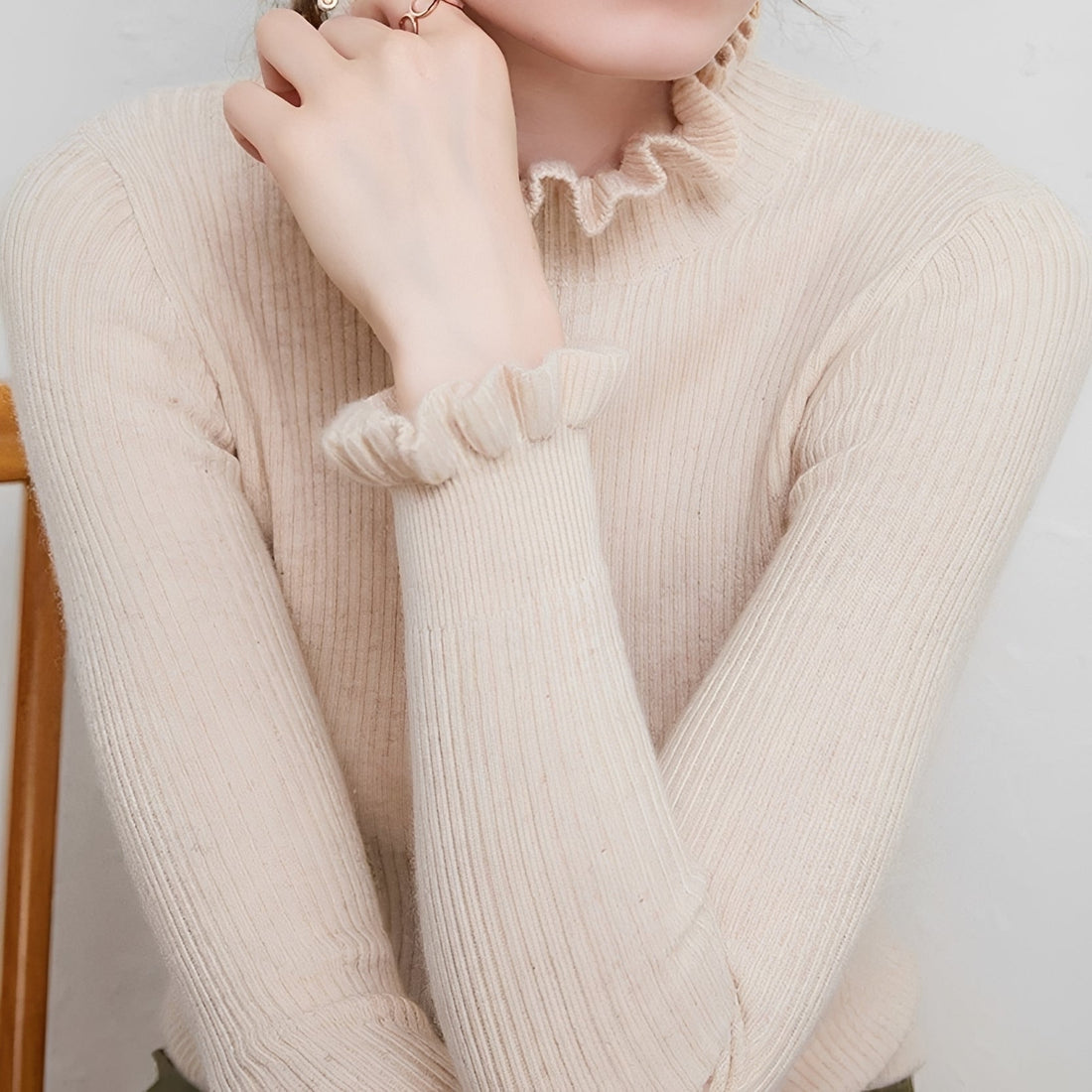 Alva - Suéter Elegante de Cuello Alto para Mujer