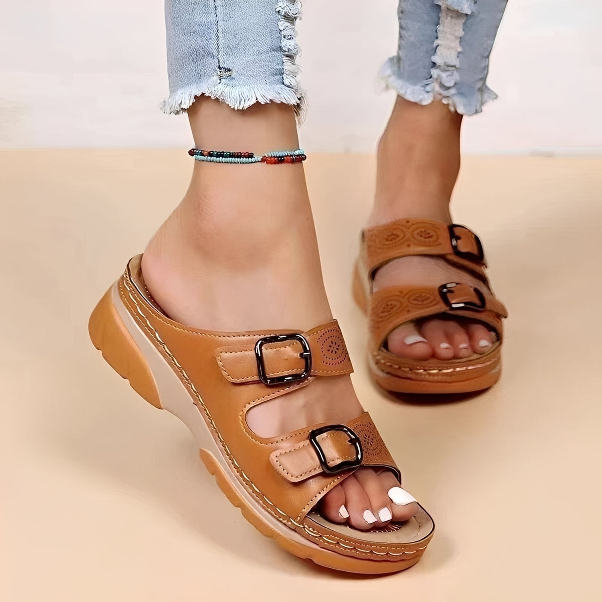 Comfyflex - Sandalias con doble hebilla
