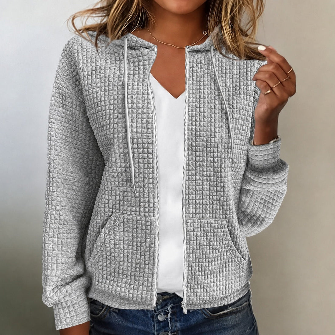 Kristel - Chaqueta con capucha de piqué de gofre