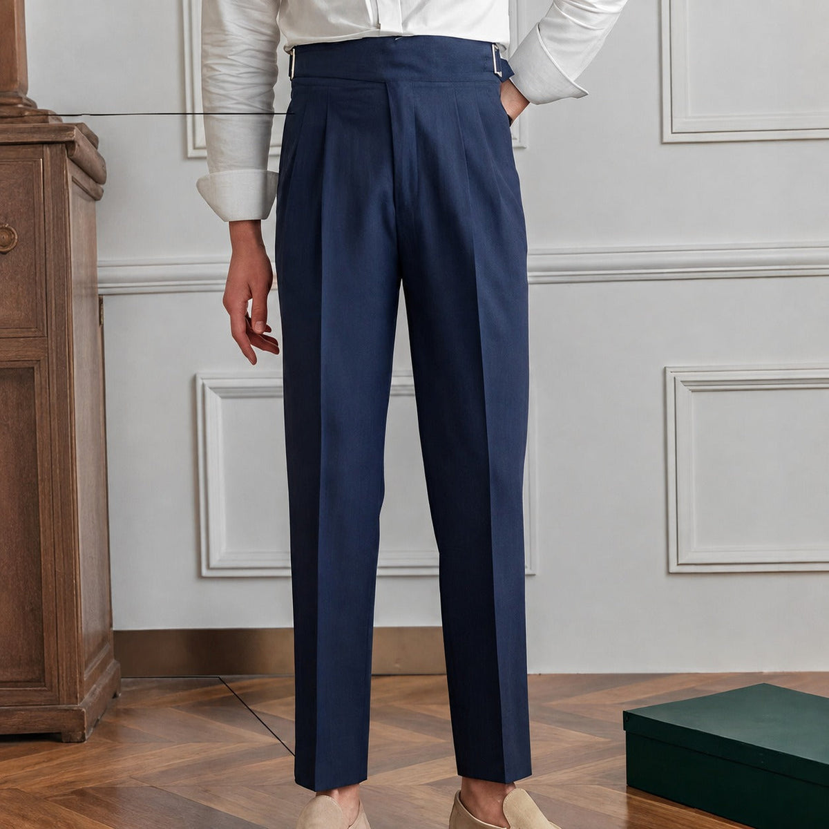 Bronson - Pantalones de vestir para hombres con hebilla ajustable