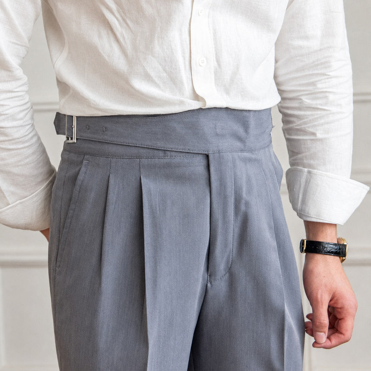 Bronson - Pantalones de vestir para hombres con hebilla ajustable
