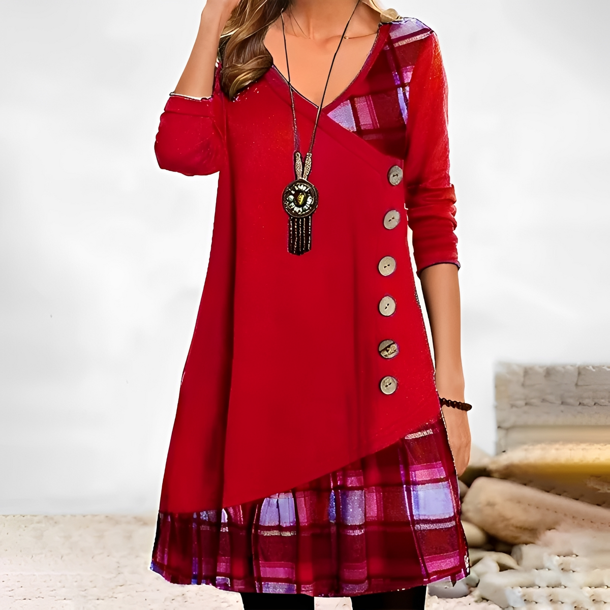 Shawnee - Minivestido con estilo y abrigado de manga larga