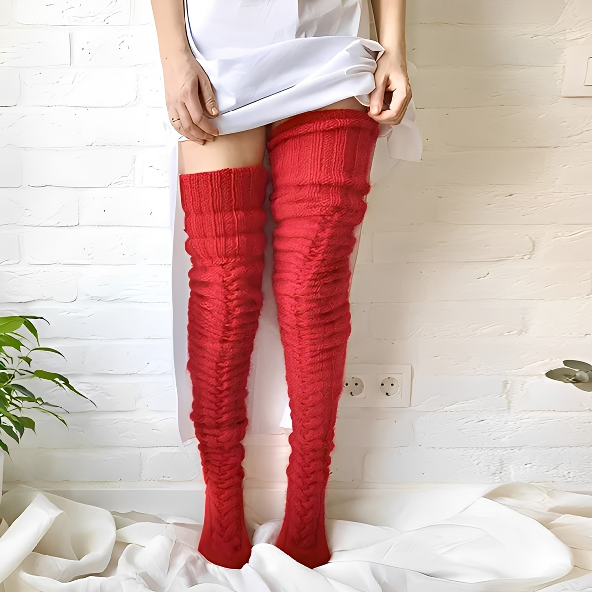 Hailee - Calcetines altos acogedores y cálidos