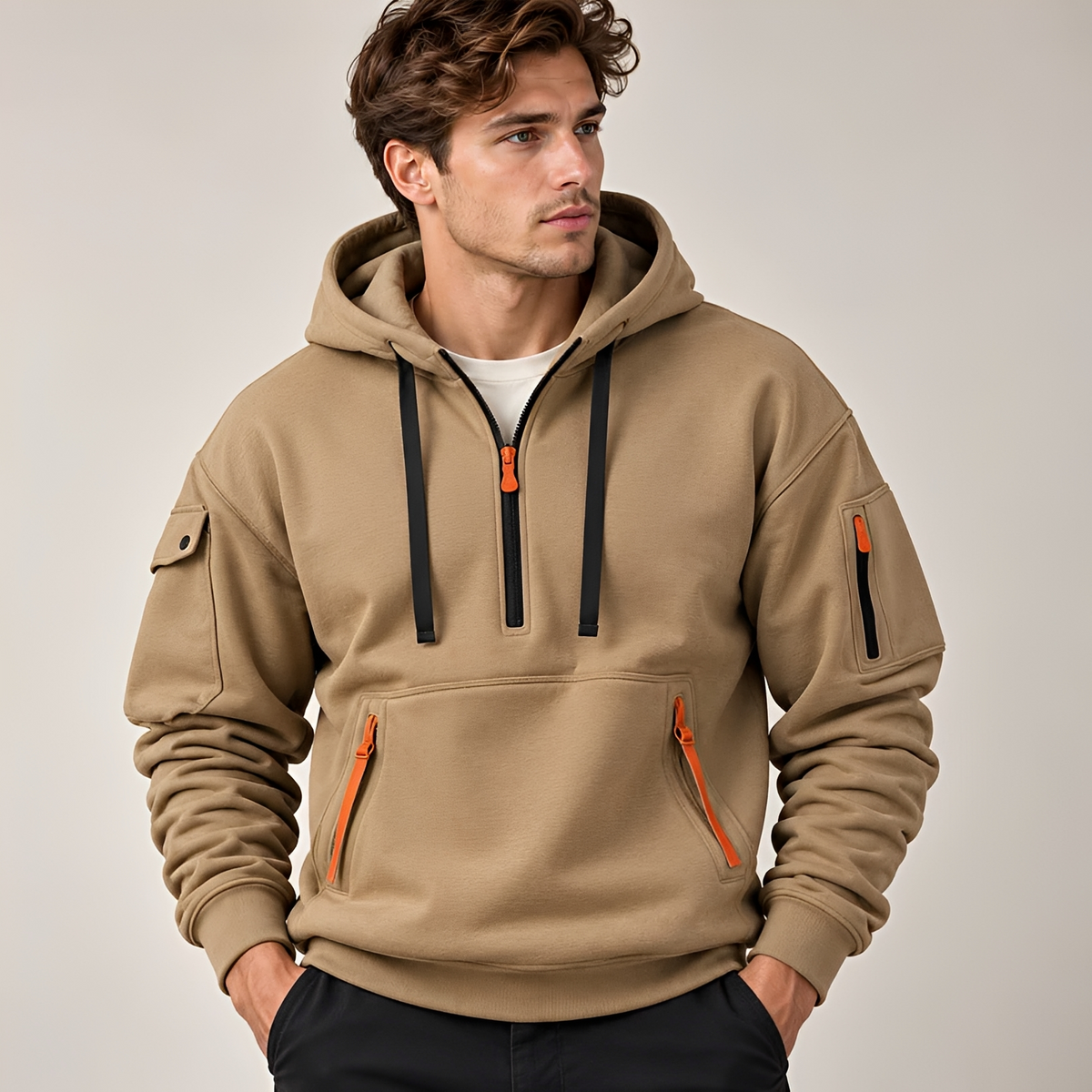 Norton - Sudadera con capucha resistente con media cremallera