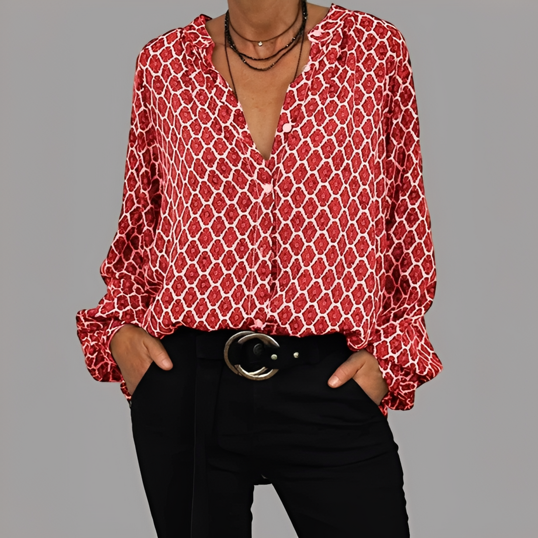 Lena - Blusa sofisticada con cuello en V