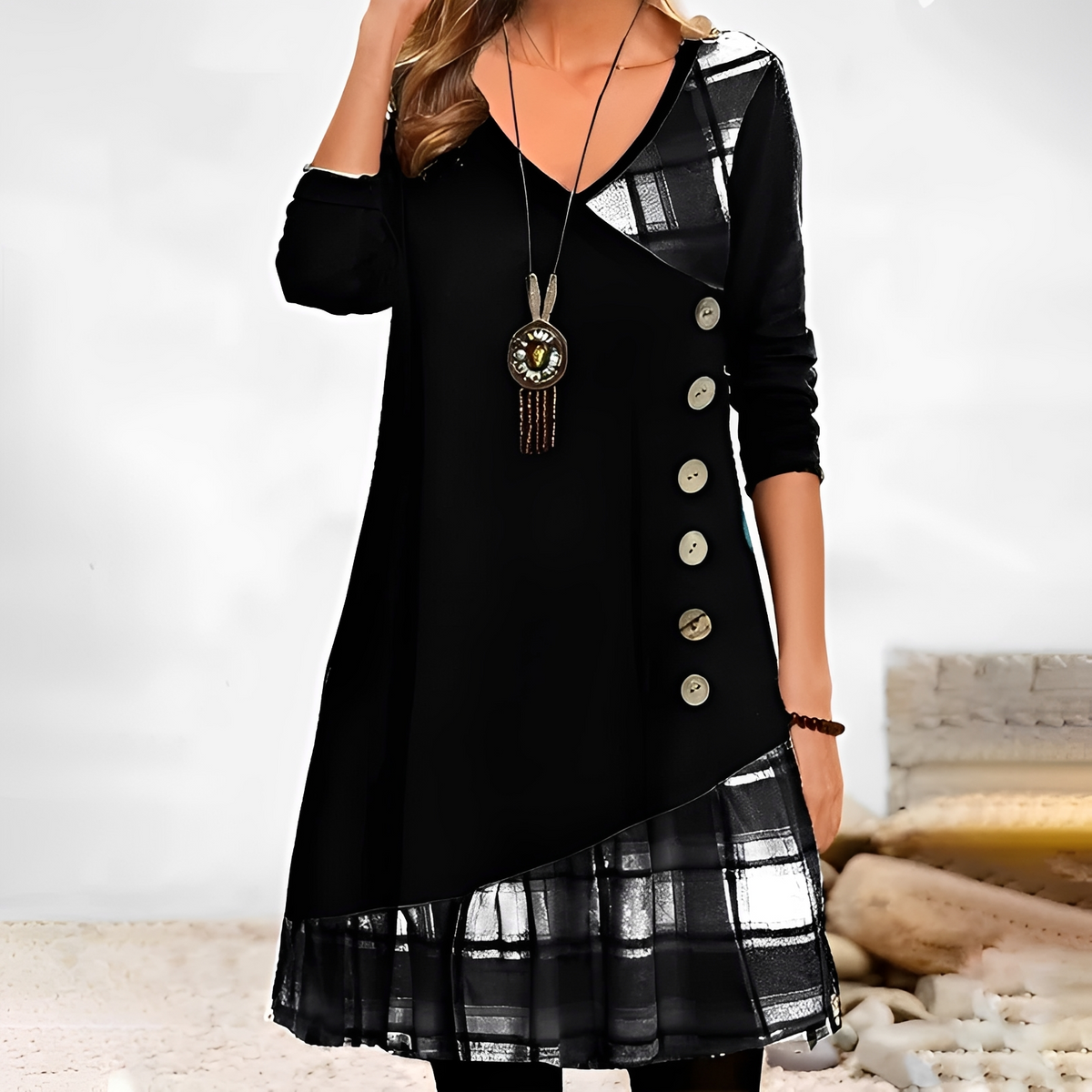 Shawnee - Minivestido con estilo y abrigado de manga larga