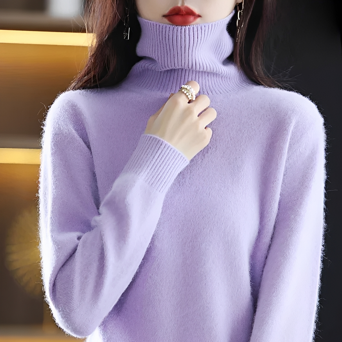 Letizia - Jersey de cuello alto cómodo