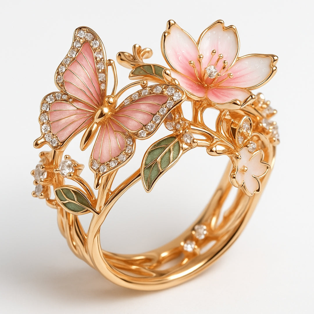 Meliora – Anillo de mariposa resplandeciente de circonio
