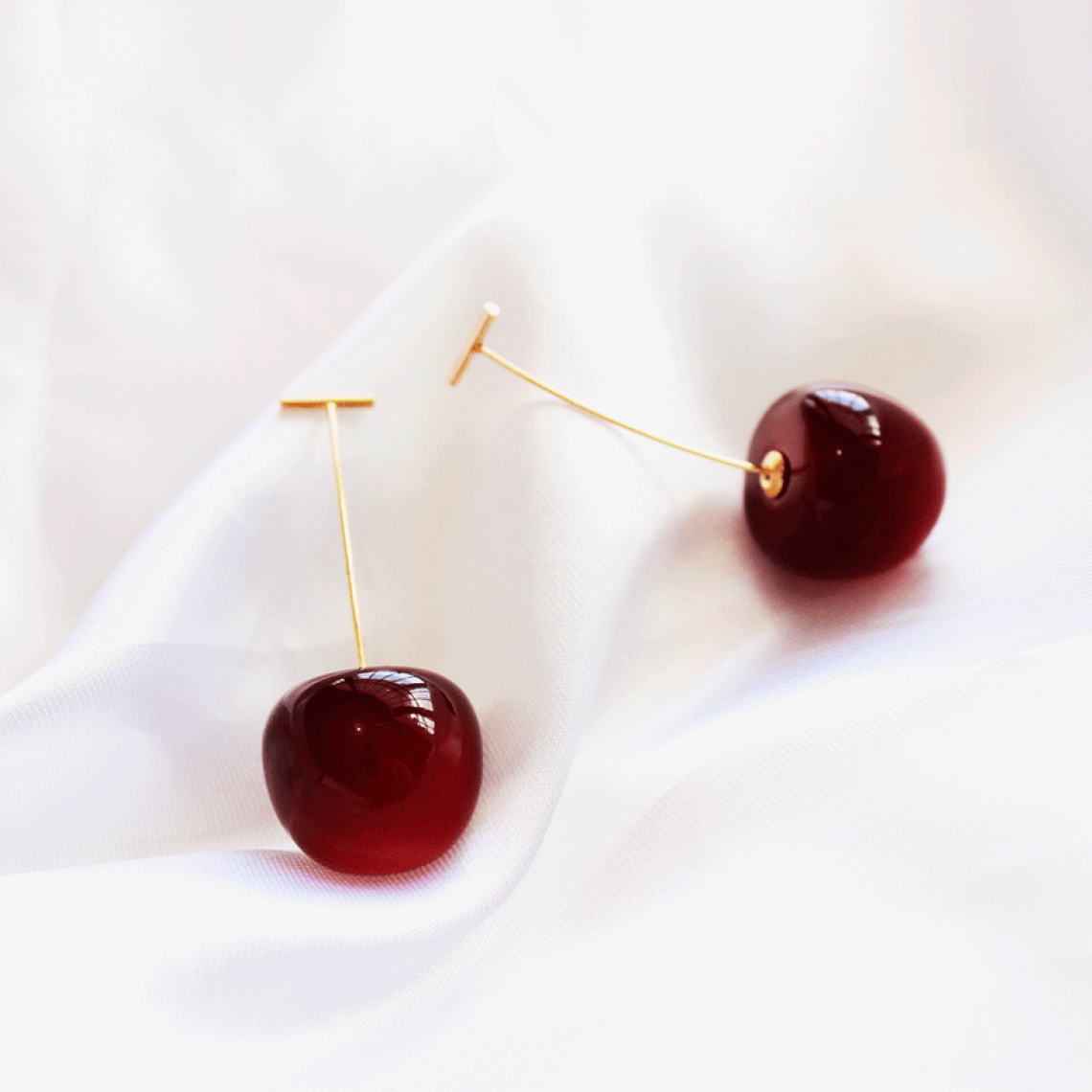 Pendientes de cereza oscura - Pendientes largos con forma de gota