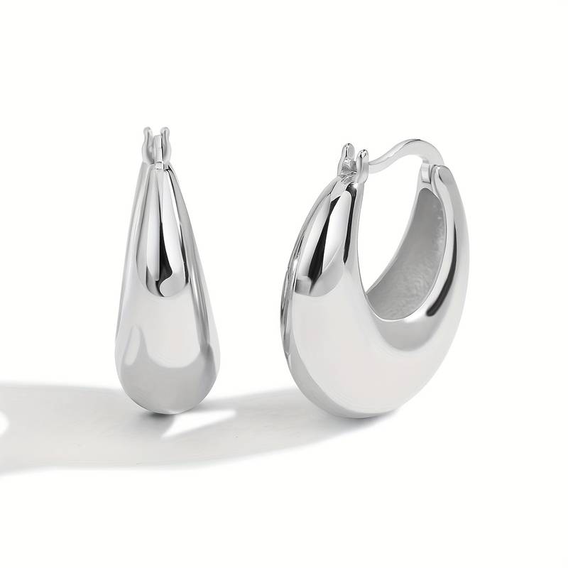 Pendientes anchos en oro de 18 quilates - Pendientes abiertos anchos