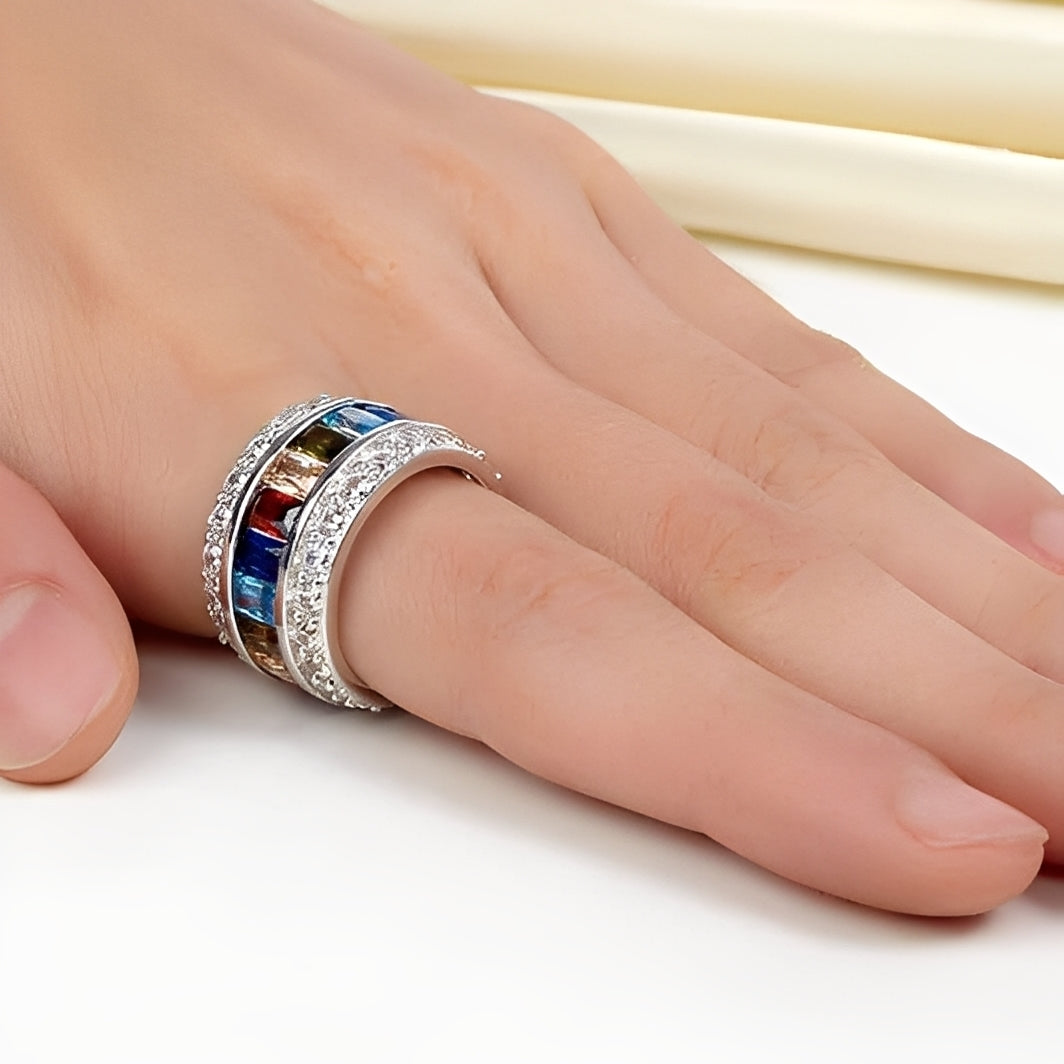 Sheena – Anillo con múltiples piedras en plata 925