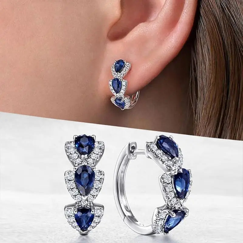 Ellie – Pendientes Elegantes de Zafiro Azul Rey