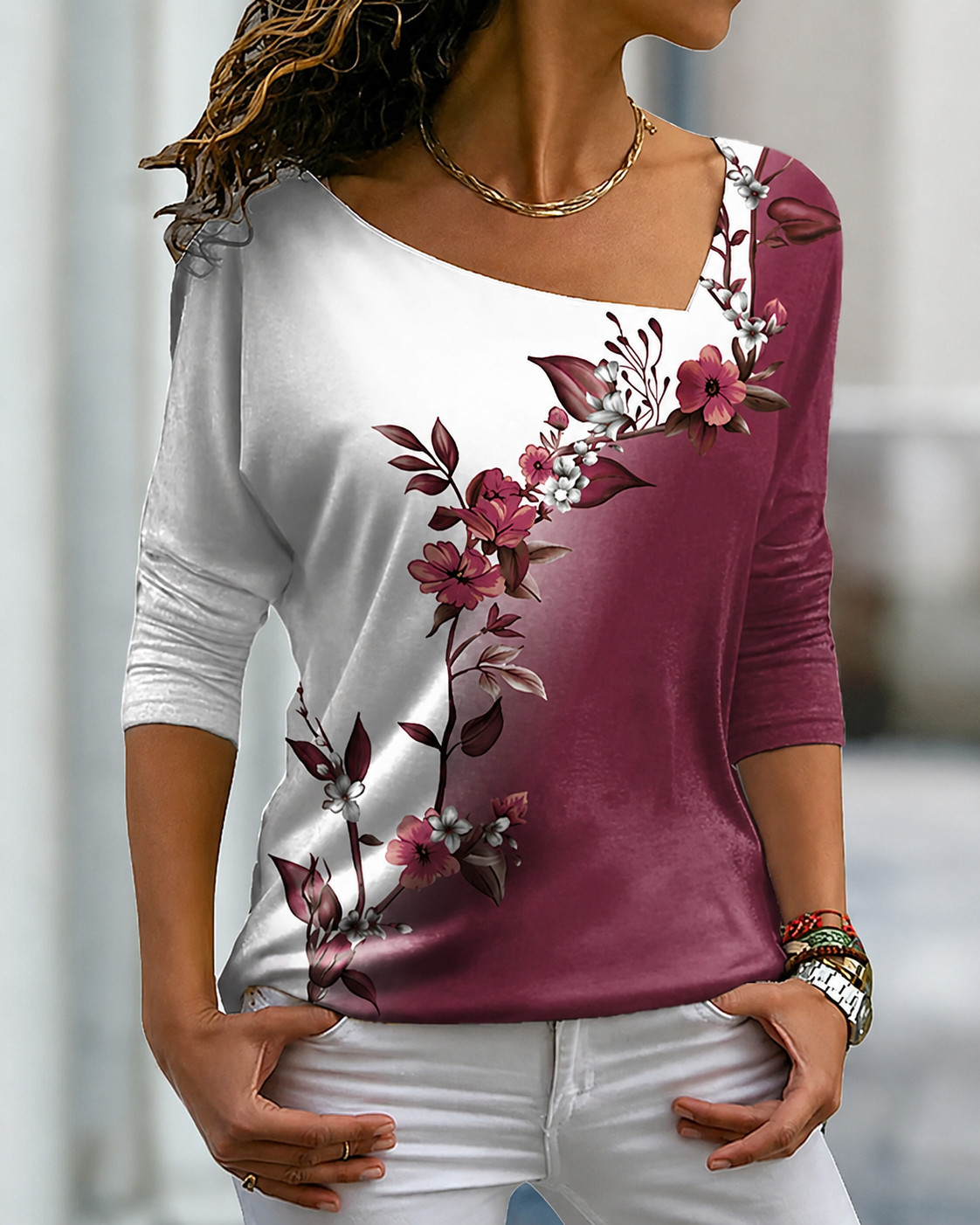 Sheylinn - Blusa Flowy de Manga Larga