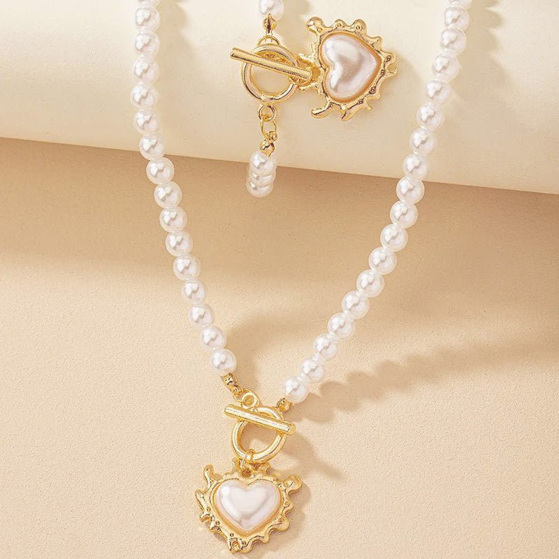 Lara – Set de collar y pulsera Corazón Perlé