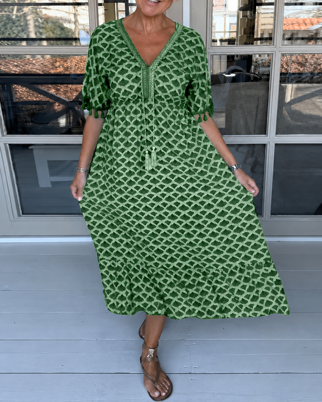 Nimrah - Vestido Midi Sofisticado con Escote en V