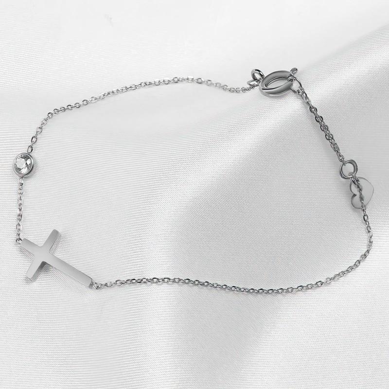 Althea – Pulsera con cruz para damas en oro y plata