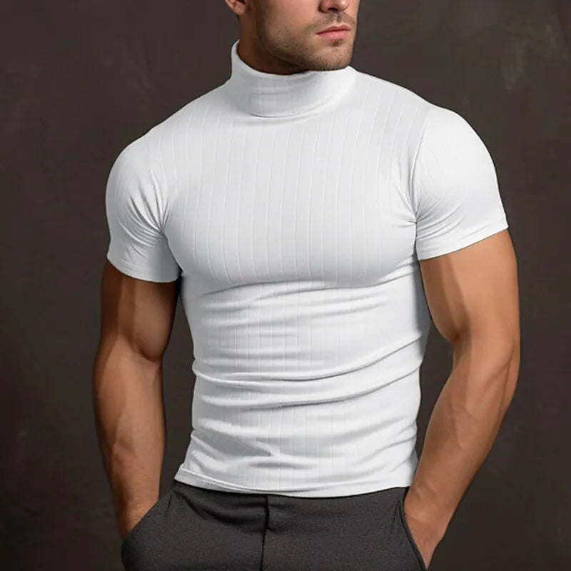 Aljur - La camiseta de cuello alto lisa para hombres