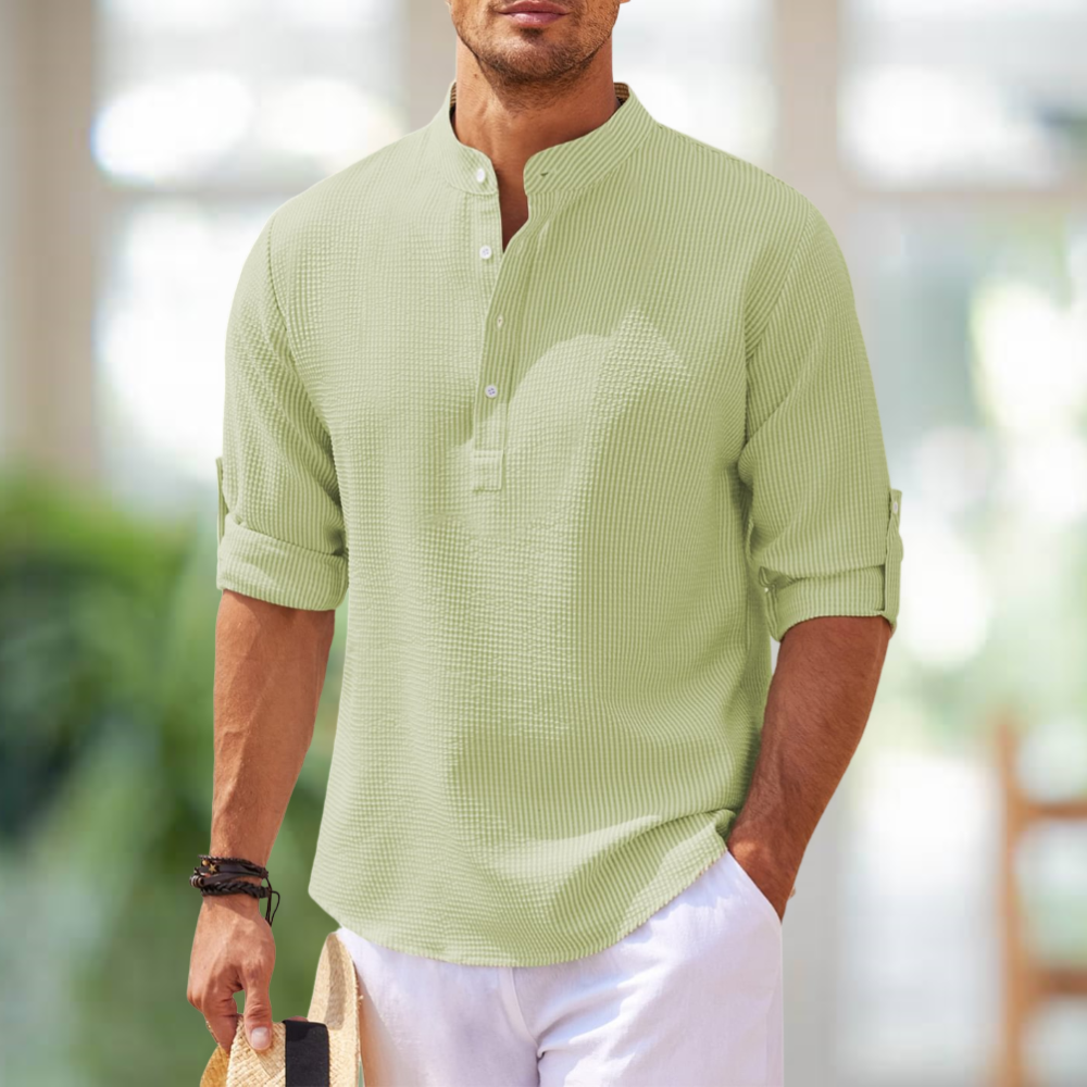 Cormac - Camisa de lino de manga larga para hombre