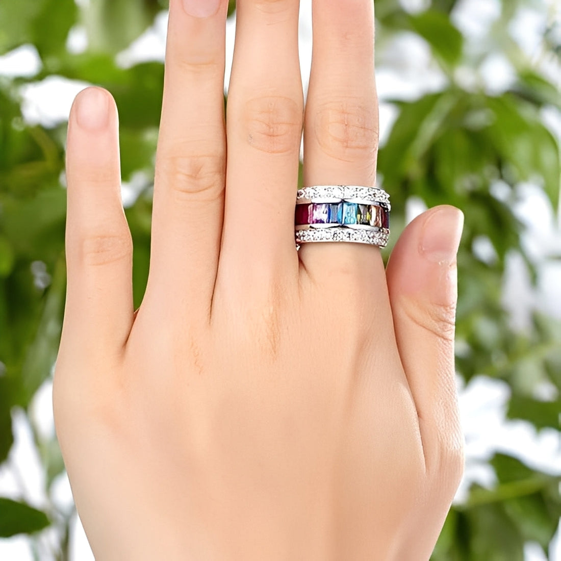 Sheena – Anillo con múltiples piedras en plata 925