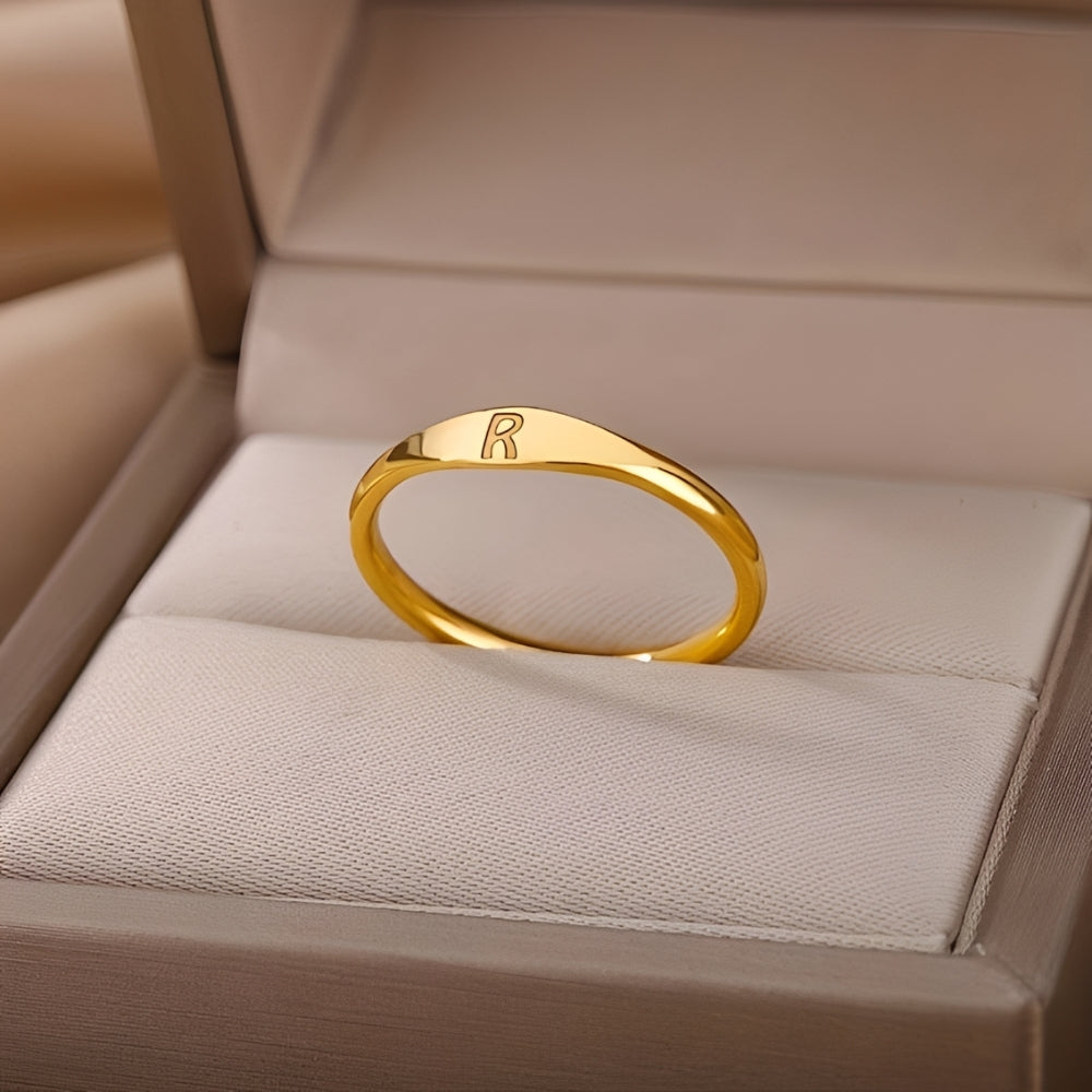 Anillo minimalista con nombre | Anillo minimalista con letra grabada