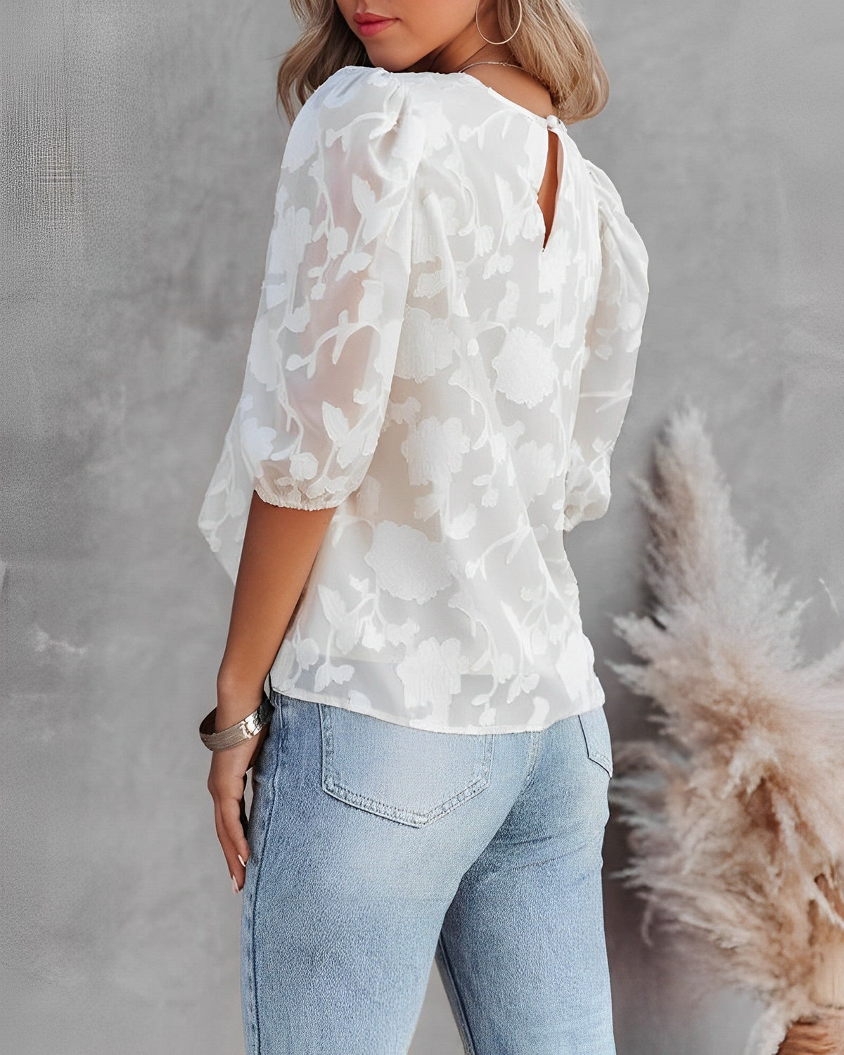 Dorothea - Blusa de gasa con mangas abullonadas