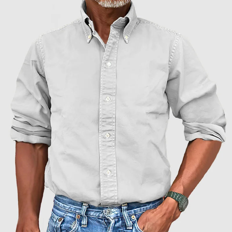 Vince – Camisa para hombre de estilo vintage con efecto desgastado