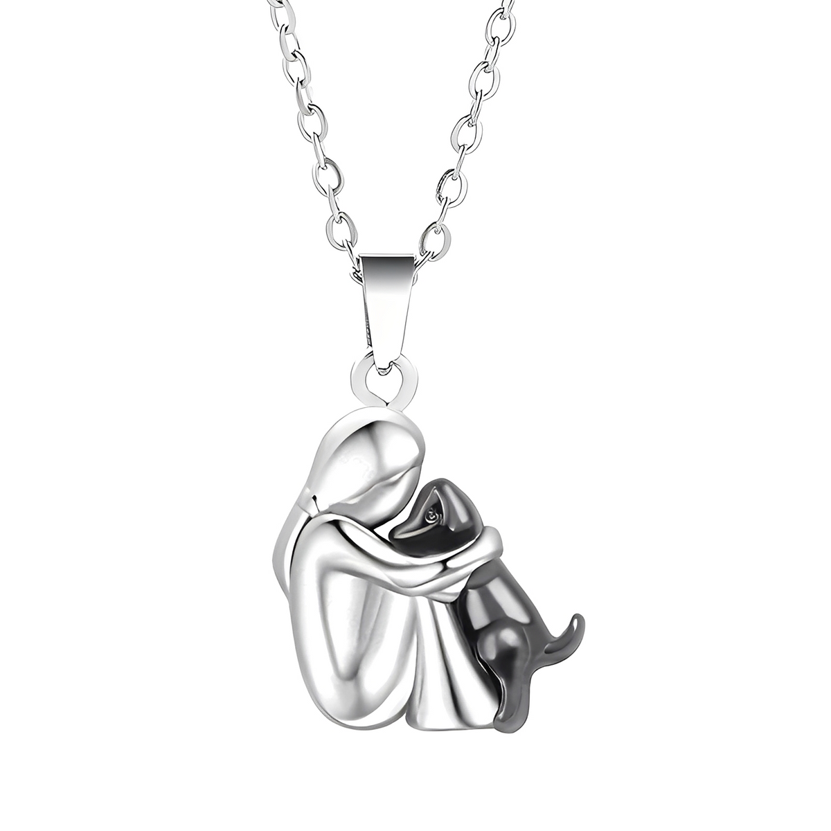 Neko – Collar con colgante de abrazo entre perro y su dueño
