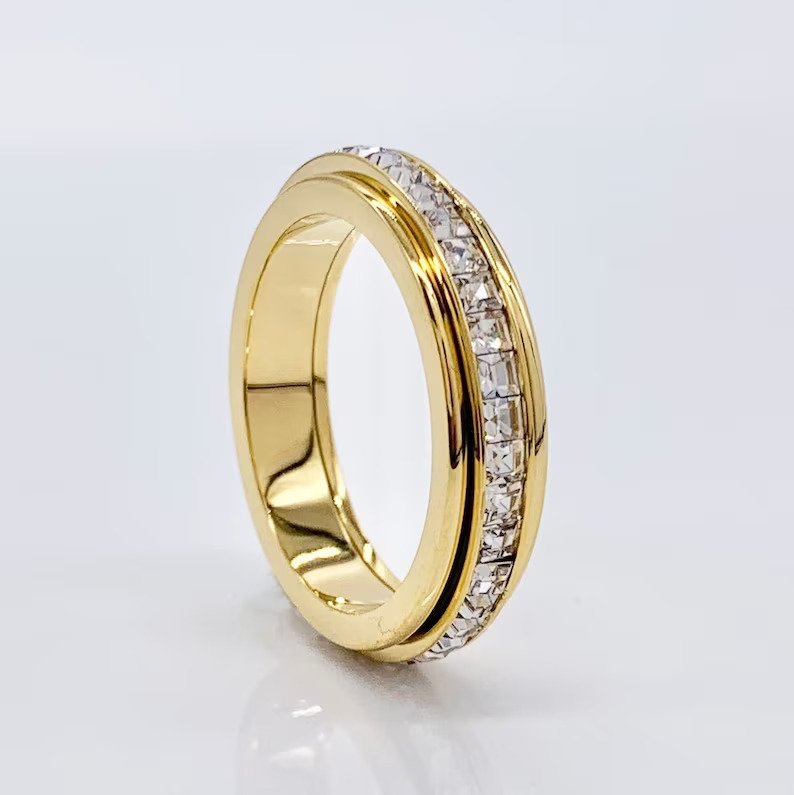 Alessia – Anillo fidget giratorio con acento de cristal