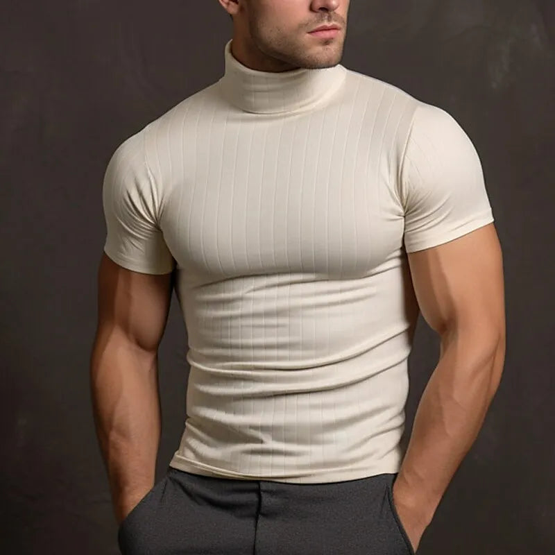 Aljur - La camiseta de cuello alto lisa para hombres