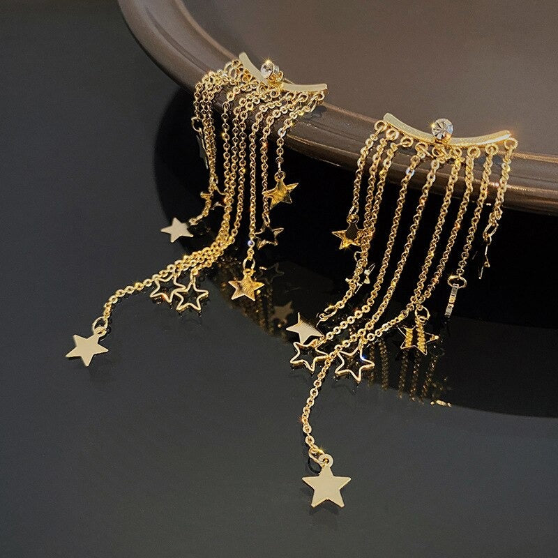 Valerie – Pendientes colgantes de estrella con borlas