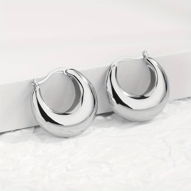 Pendientes anchos en oro de 18 quilates - Pendientes abiertos anchos