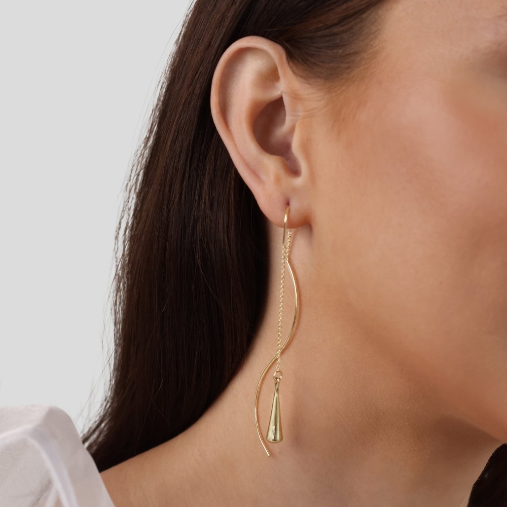 Amaris – Pendientes de gotas doradas con flecos