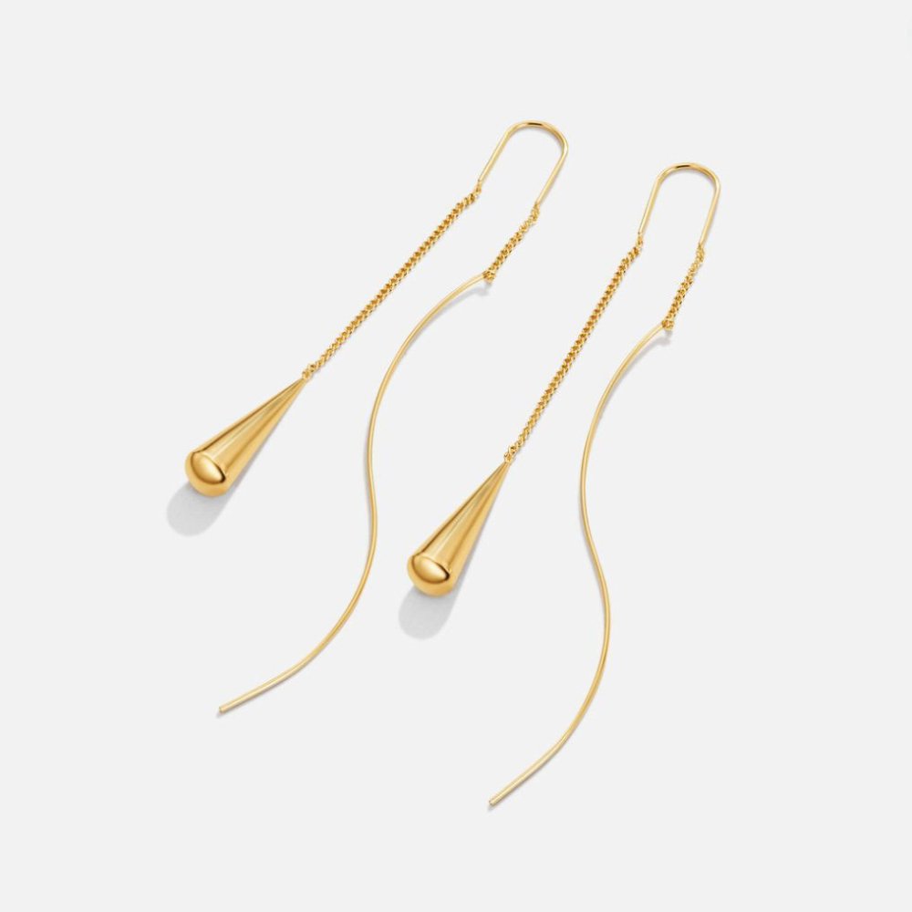 Amaris – Pendientes de gotas doradas con flecos