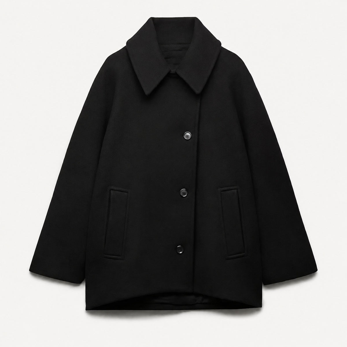 Abrigo oversize para mujer con cuello clásico y cierre de botones