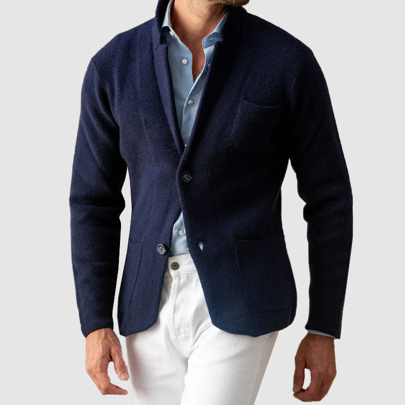 Blazer para hombre con cierre de dos botones y bolsillos de parche - ajuste regular